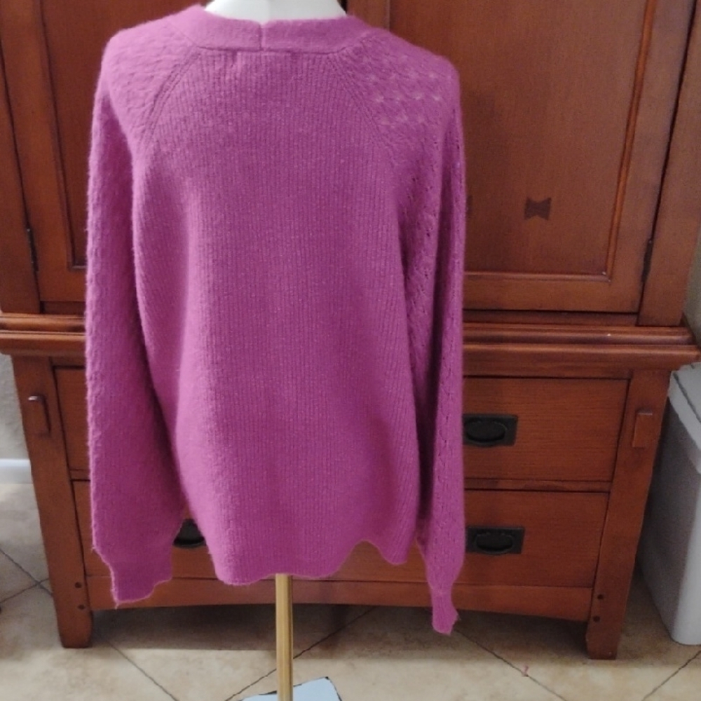 Les Serein Fuchsia Cardigan Sweater - Picture 7 of 10